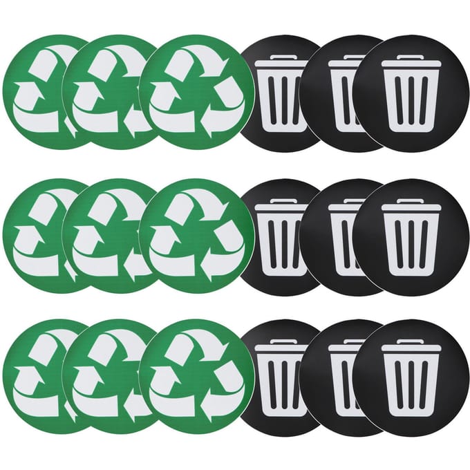 18 Stuks Prullenbak Sticker Bord Decal Zelfklevend Binnen Buiten Waterdicht Classificatie Label black
