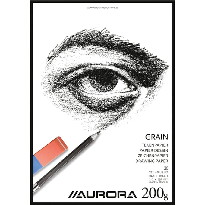 Aurora Tekenblok - Grain - Tekenpapier - Schetsblok - A4 - 200g - 20 vel