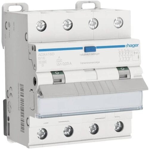 Hager ADX416D Aardlekschakelaar/zekeringautomaat 4-polig 16 A 0.03 A 400 V