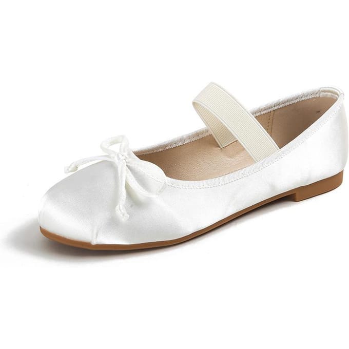 Strik Zijde Satijn Mary Jane Ballet Dames Enkelschoenen 39 white