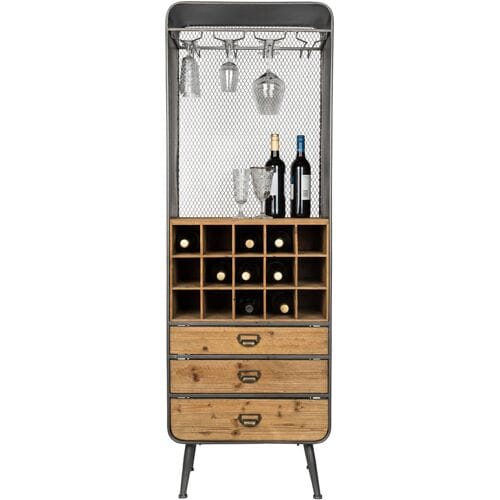 Dutchbone Vino Wijnkast/ Drankkast Hoog IJzer/ Hout - Bruin