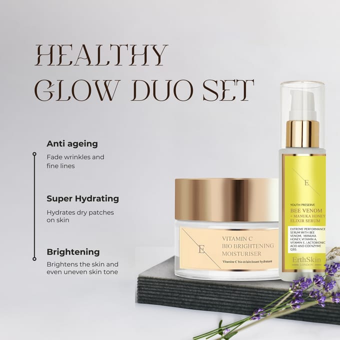 Vitamine C Bio Brightening Moisturiser 50ml + Bijengif + Manuka Honing Elixir Serum 60ml