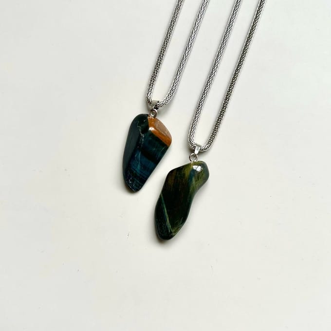 Gemstone ketting Tijgeroog blauw (Valkenoog)