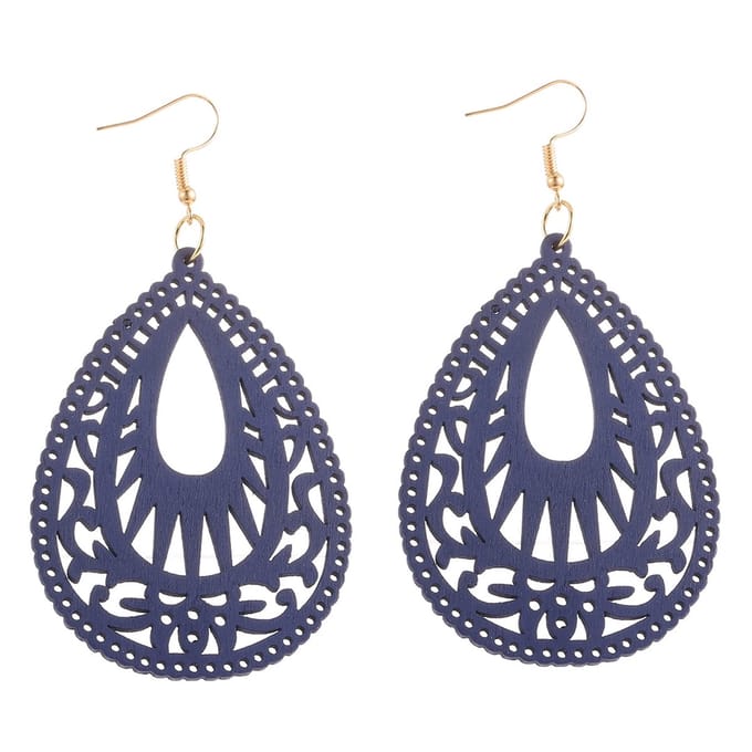 Jomide Oorhangers - Natuurlijk Blauw Ethnic - Dames