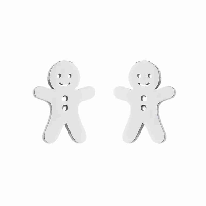 WeLoveSilver - oorstekers - gingerbread man - chirurgisch staal - 6x6mm
