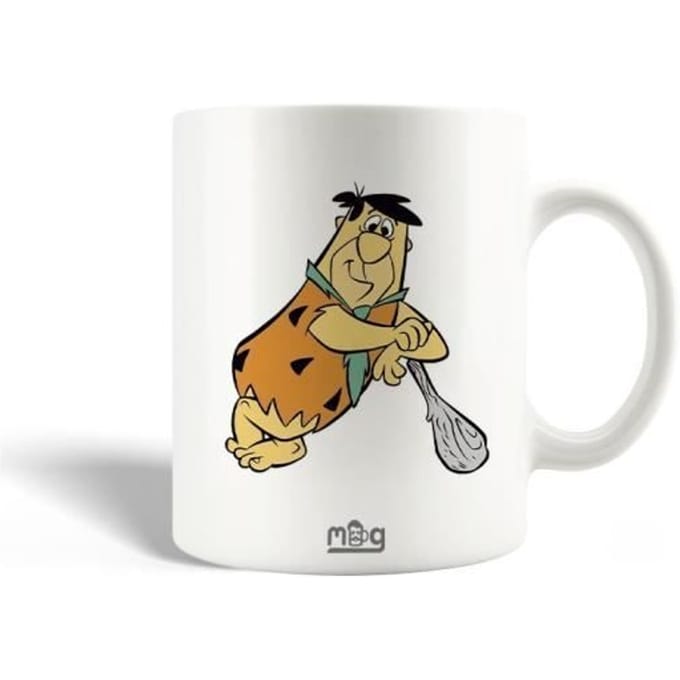 Mug en Céramique - Fred Pierrafeu - 30cl - Blanc - Compatible Lave-Vaisselle - Rond
