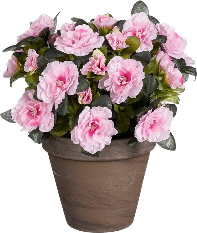 Mica Decorations Azalea Kunstplant in Bloempot Stan - H31 x Ø26 cm - Roze