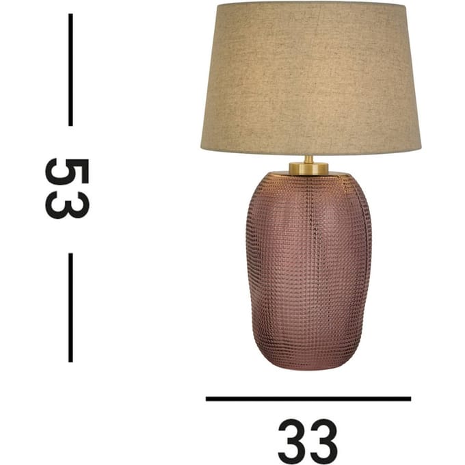 Searchlight Amethist tafellamp, beige/roze, hoogte 37 cm, textiel/glas