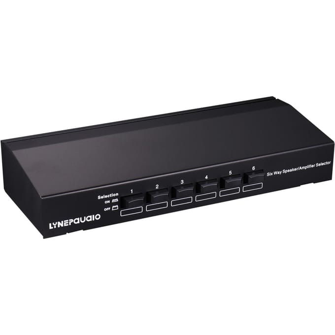 LINEPAUDIO Professionele 6-paars enkele bron luidsprekerselector bidirectionele verbinding stereo zwart