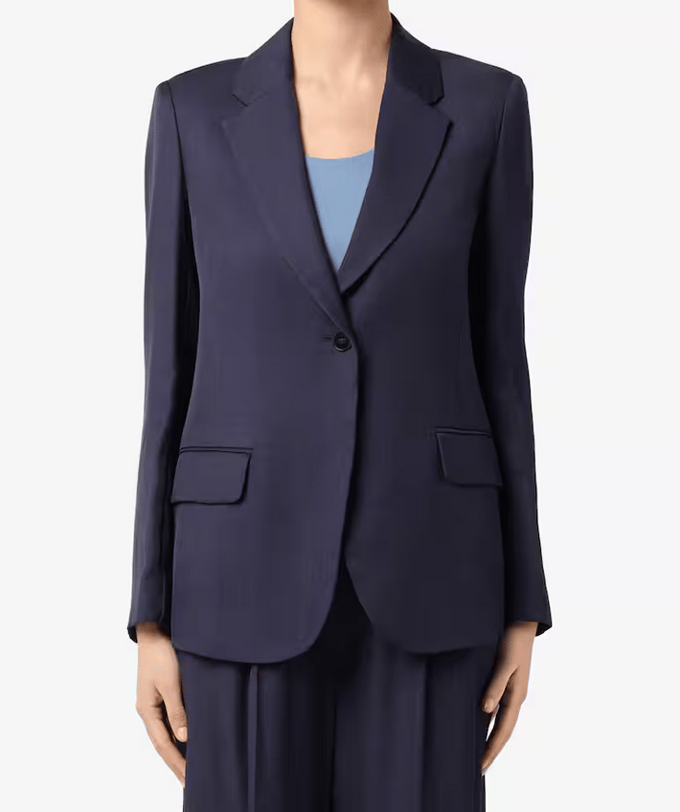 jas gemengd linnen vrouw blauw