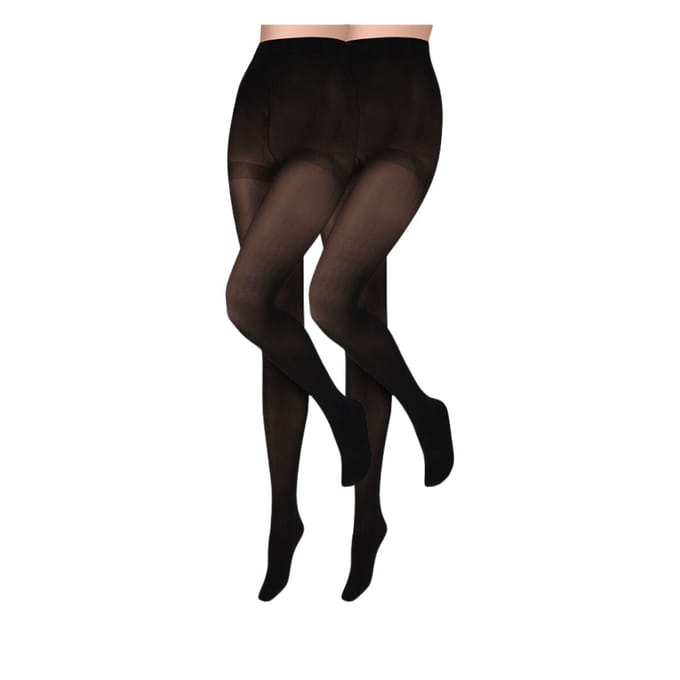 Dames panty 60 denier - microfiber - 2-Pak - Zwart / S/M