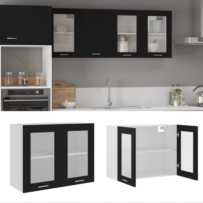 vidaXL - Bovenkast - Lyon - 80x31x60 - cm - bewerkt - hout - zwart