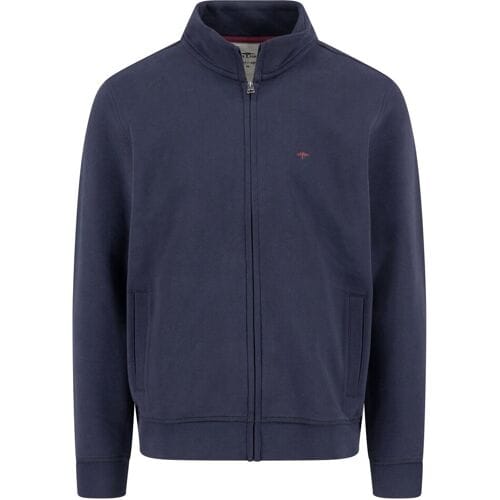 Fynch-Hatton Vest Uni Color Cotton Sweat Stand-Up Zip Collar Navy / male