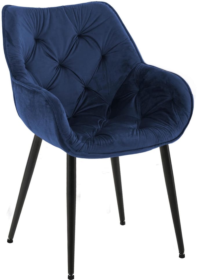 CLP Tanna Eetkamerstoel - Met armleuning - Velvet - Fluweel/donkerblauw