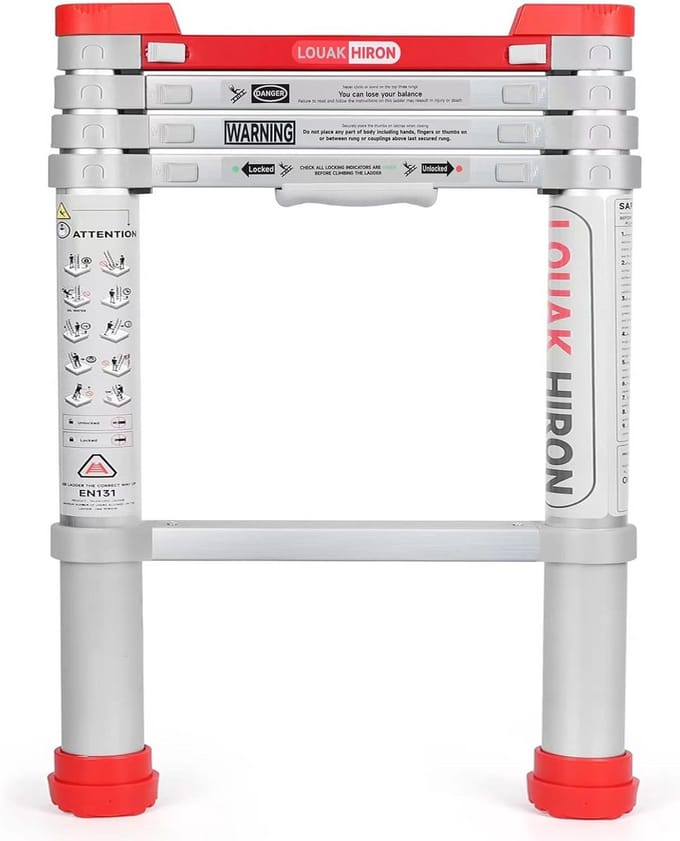 Telescoop ladder aluminium 4,6 ft stevige klappleuter voor thuis met 330lb capaciteit