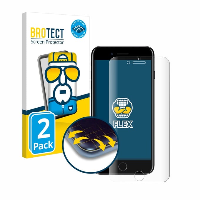 BROTECT - Screenprotector voor Apple iPhone 7 Plus / 8 Plus - Folie Beschermfolie transparant volledig dekking - 2 Stuks