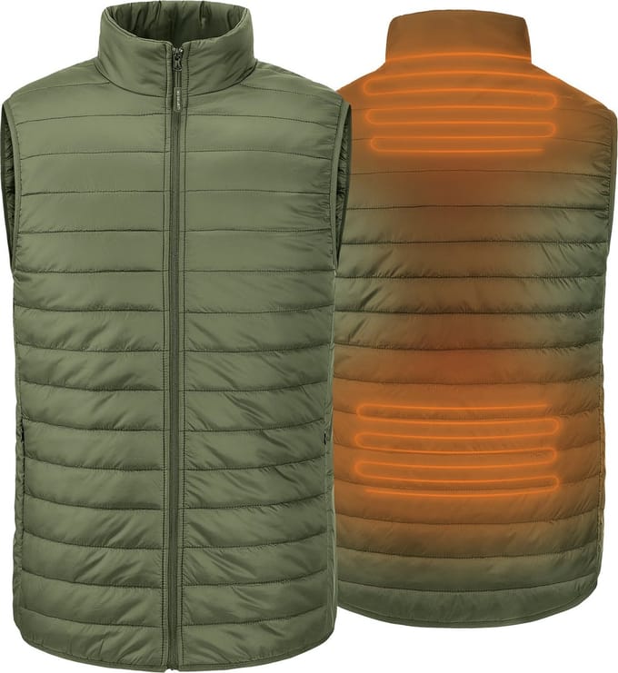 Verwarmde mouwloze vest - Regular Fit Voor Mannen - Rapid battery technologie - kaki