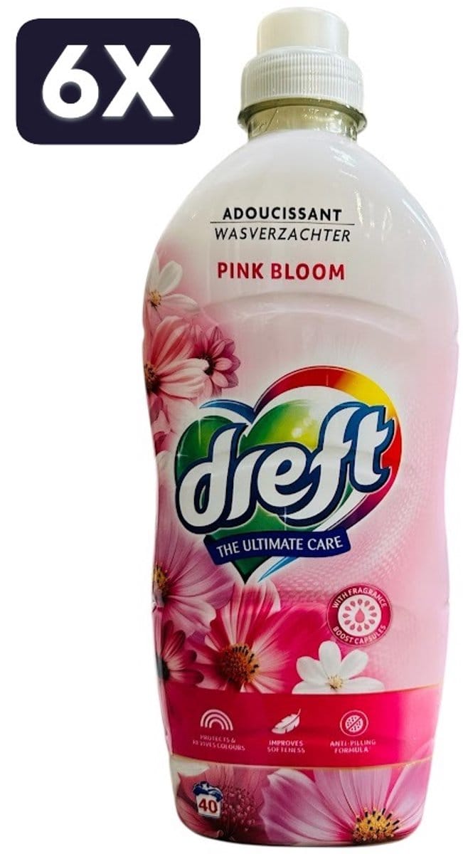 Dreft ultimate care - Wasverzachter - pink bloom - 6x 40sc / 1L