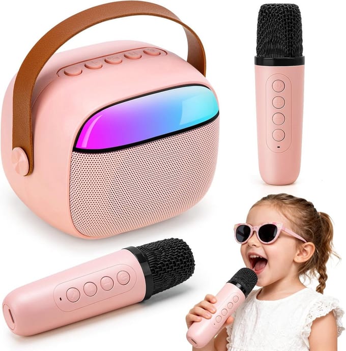 Karaokemachine voor Kinderen met 2 Microfoons - Draagbare Bluetooth-luidspreker Speelgoed voor Leeftijd 3-16 Jaar