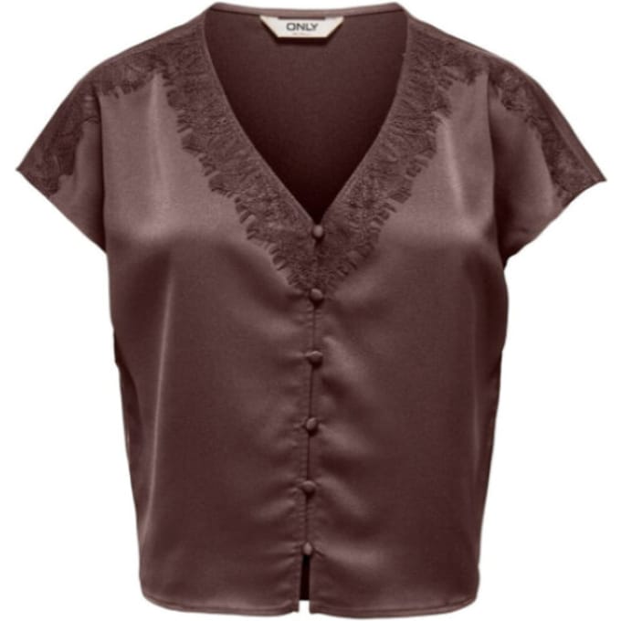 ONLY - ONLFARAYA S/L BUTTON LACE SATIN TOP WVN Dames Top