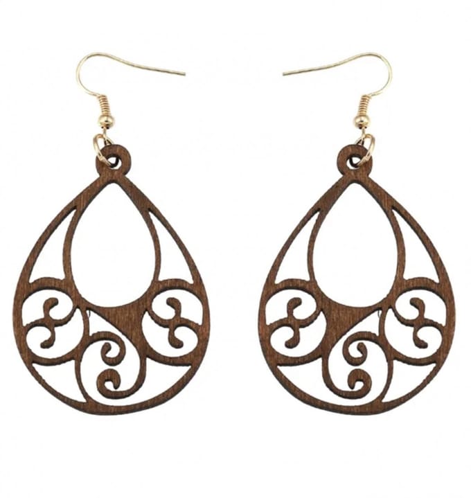 Zilveren bruin hout oorbellen - Charme Bijoux