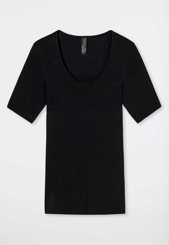 Schiesser Shirt - korte mouw zwart - Luxury - Dames Ondershirt