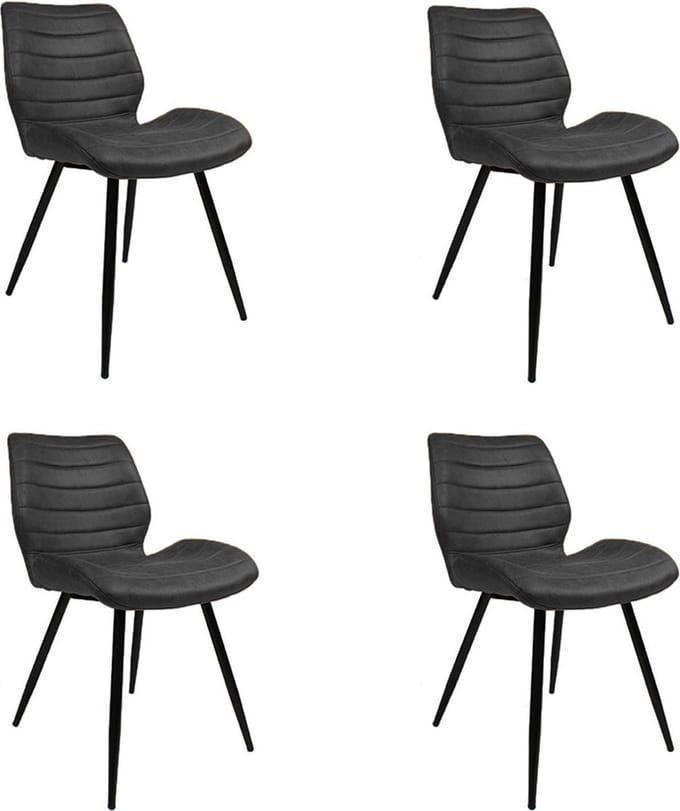 Bronx71® Industriële eetkamerstoel Morris antraciet - Eetkamerstoelen set van 4 - stoel