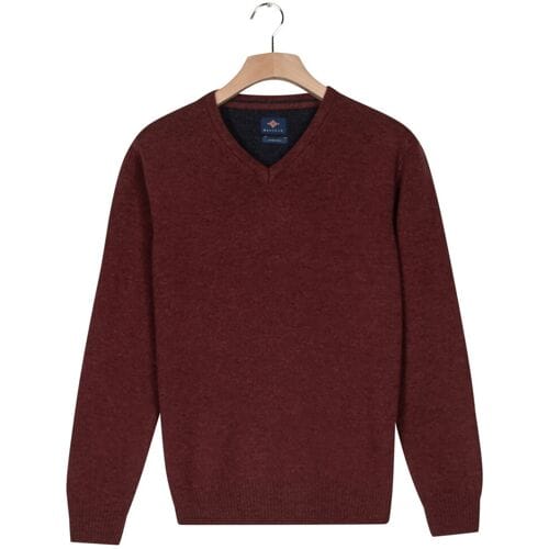 Baileys Trui V-Neck Lambswool Single Knit Deep Mauve / male