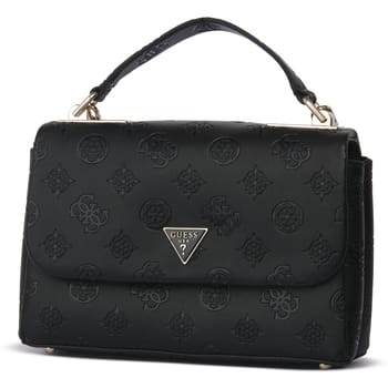 GUESS handtas schoudertas Tisha Top Handle Flap Bag Black Logo zwart