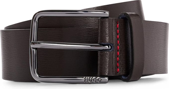 HUGO Leren Riem Gerik Sz35 Leather Belt W105 Dark Brown Donkerbruin