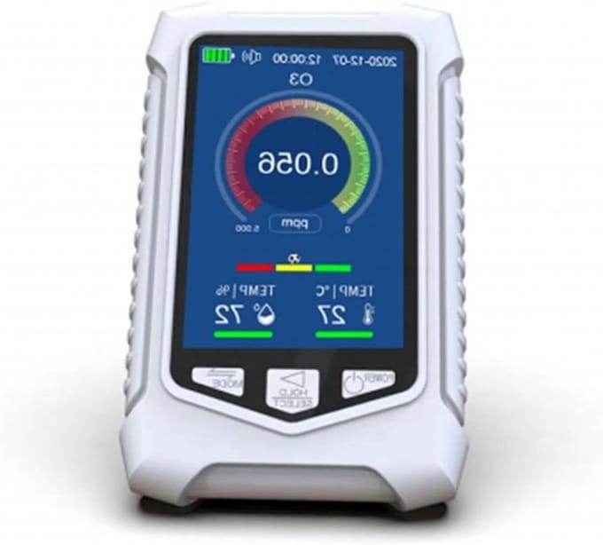 Gasdetector Sensor - Ozonmeter Luchtkwaliteit - Luchtkwaliteit Meten - Multifunctioneel Display - 50 Gram - Wit