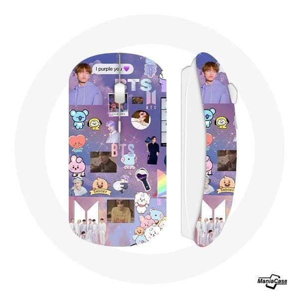Souris Sans Fil - BTS - BT21 ARMY - Couleur Violet - Clé USB Wifi - Compatible Mac et PC