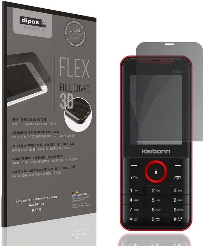 dipos FLEX – Matte Privacy Screenprotector geschikt voor Karbonn KX23 | Volledige Schermbescherming | Case-Friendly