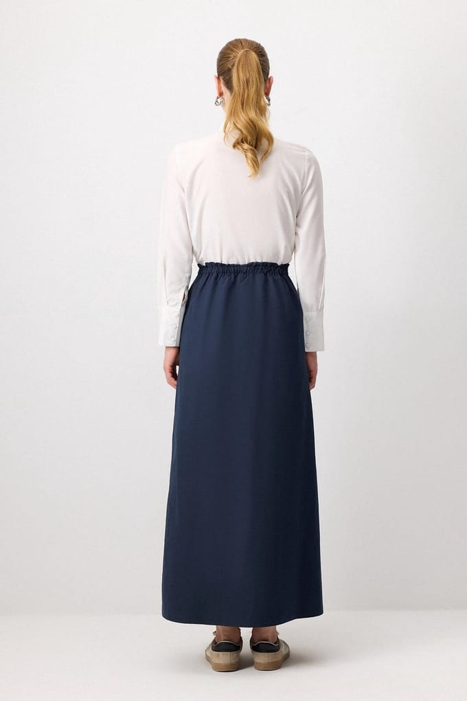 Touché Privé - Geweven rok met elastische taille - Marine - Dames