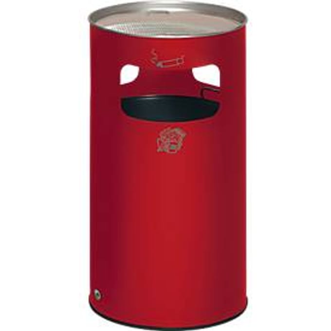 Combi-asbak, H 750 mm, rood