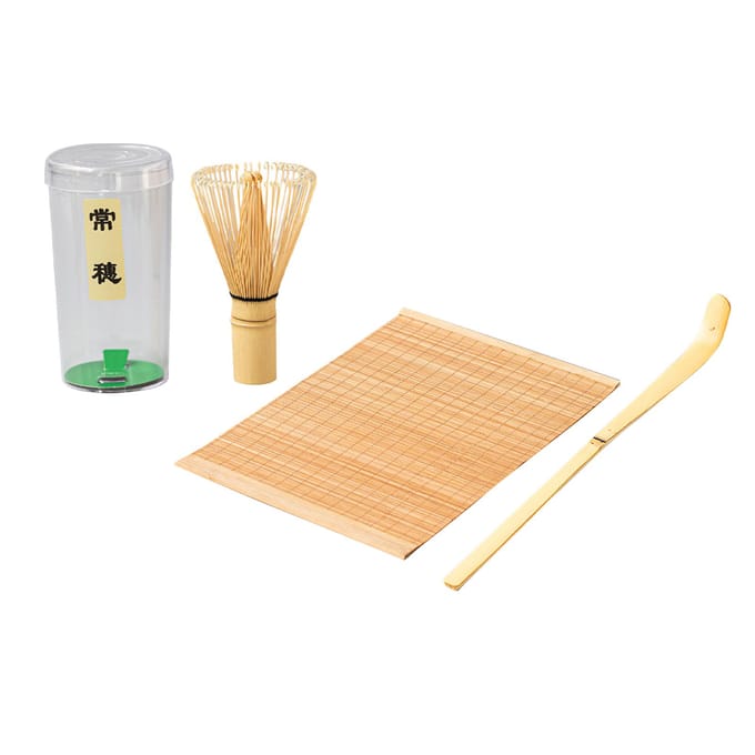 Bamboe Matcha Thee Set Exquise Bamboe Matcha Schep Roerkwast en Set Mat met Omwikkelde Rand voor beige