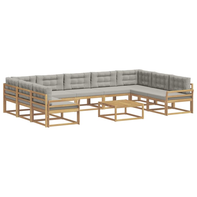 vidaXL - Buiten - bank - set - 10 - st - Wit - en - Lichtgrijs