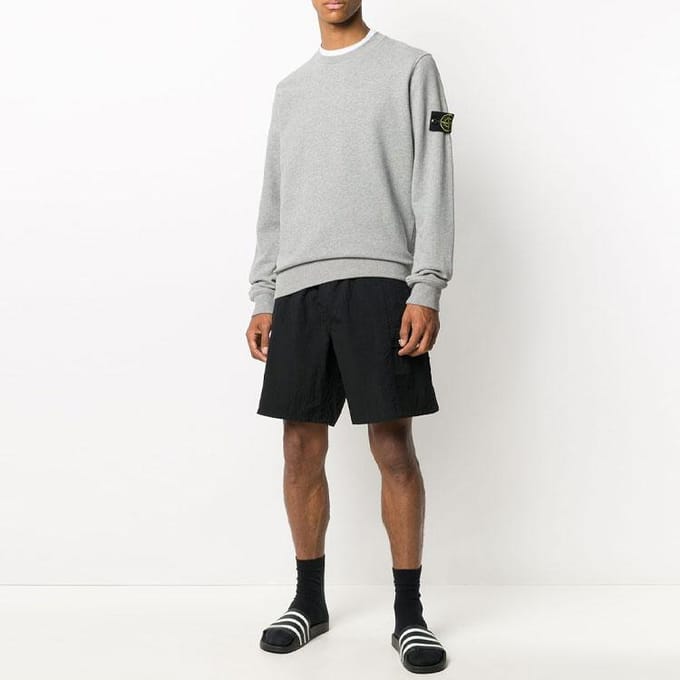Stone Island Patch Logo Crew Melange Grijs Heren Tops 731563020-V0M64 XL gray