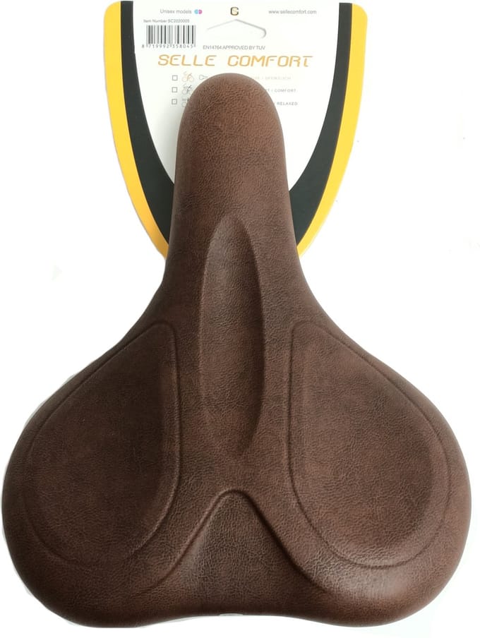 Selle Comfort Comfortabel e-bike zadel - ergonomisch ontwerp - medium bruin - met handvat