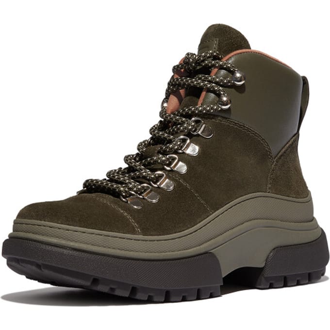 FitFlop Wylder Lace Up Boot - Suede GROEN - Maat 36