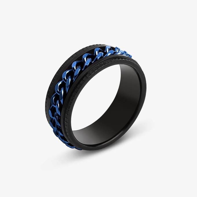 Fidget Spinner Mannen Ringen Angst Roterende Roestvrij Staal Ketting Multifunctioneel Anti Stress Ring Accessoires Mannen Ringen 7 black