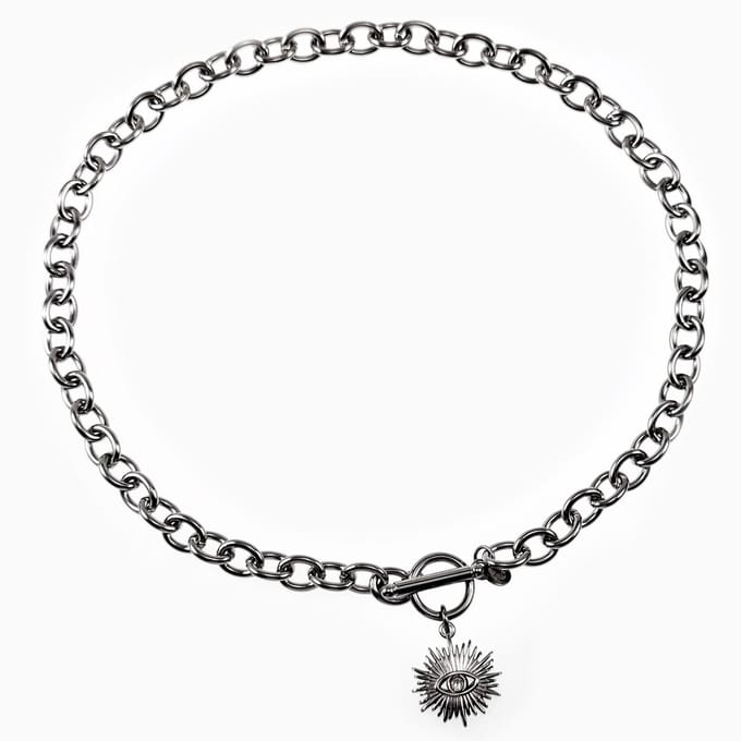 42cm Ketting met Zon Hanger Dames - RVS Plated - Halsketting - Dottilove Schakelsketting