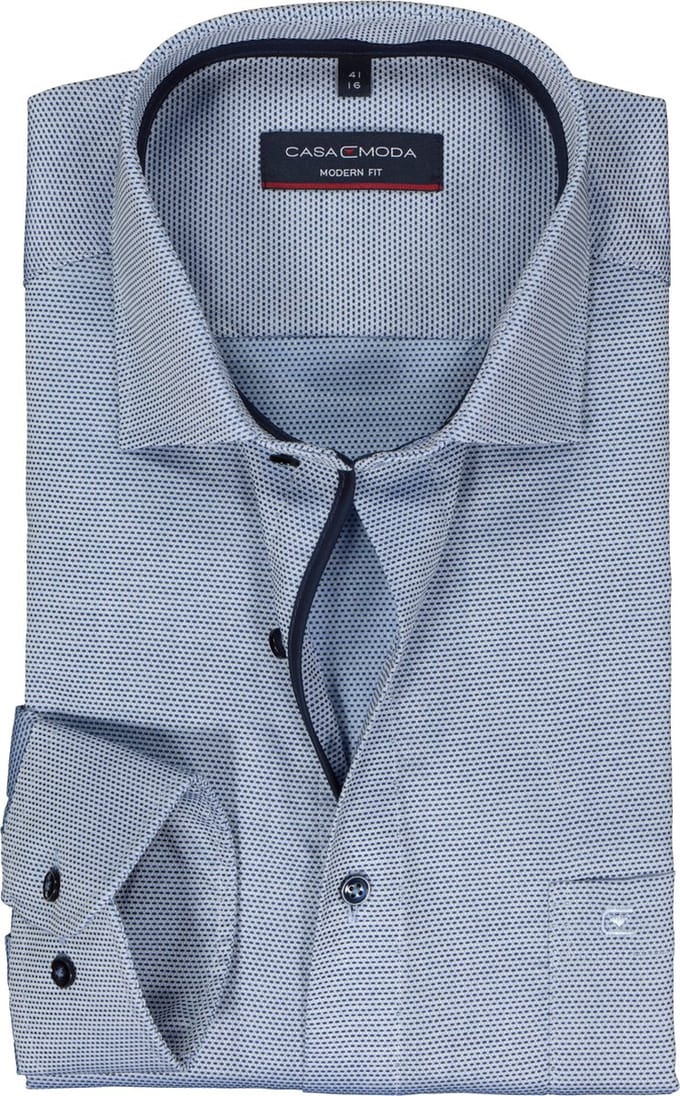CASA MODA modern fit overhemd - dobby - blauw