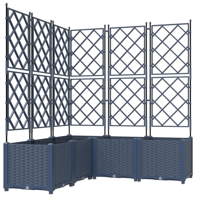 vidaXL - Plantenbak - 5 - st - Grijs - 120 - x - 120 - x - 143 - cm - PP