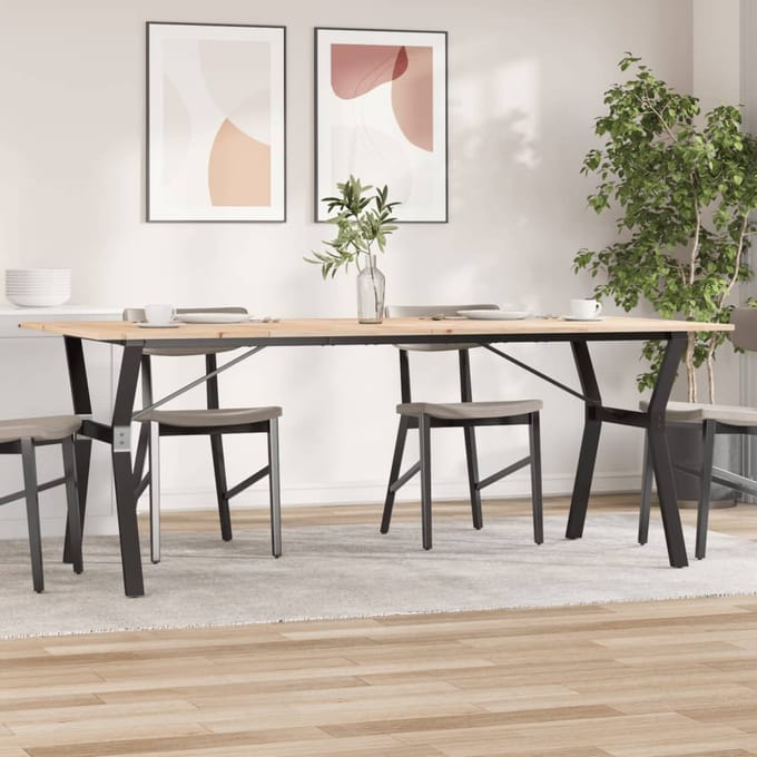 vidaXL - Eettafel - Y-frame - 200x100x75 - cm - massief - grenenhout - en - staal