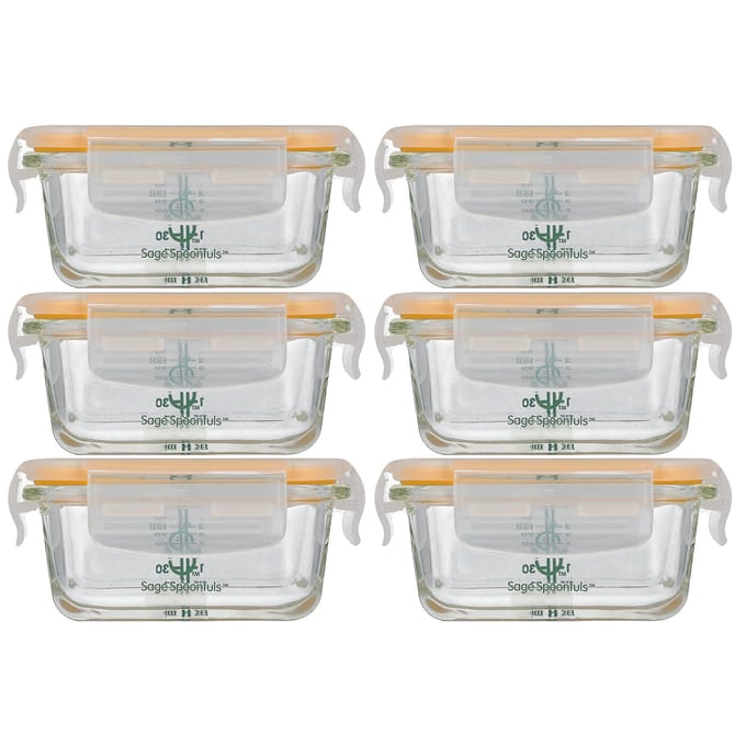 Stevige Glazen Babyvoedingscontainers, Set van 6, 120ml (4 Oz) Elk beige