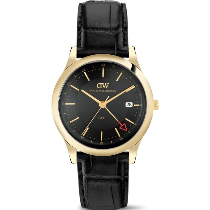 Daniel Wellington DW Watch Pathfinder GMT Black-Croc Black Gold 39mm