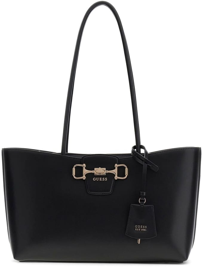 GUESS schoudertas shopper Janie Logo Girlfriend Carryall Black zwart
