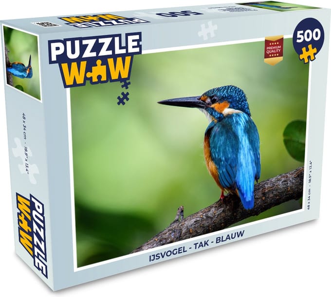 Puzzel IJsvogel - Tak - Blauw - Legpuzzel - Puzzel 500 stukjes