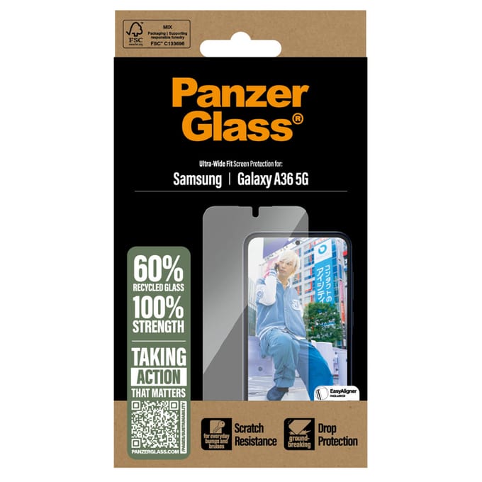 PanzerGlass Screenprotector geschikt voor Samsung Galaxy A36 Glazen | PanzerGlass Ultra-Wide Fit Screenprotector - Case Friendly